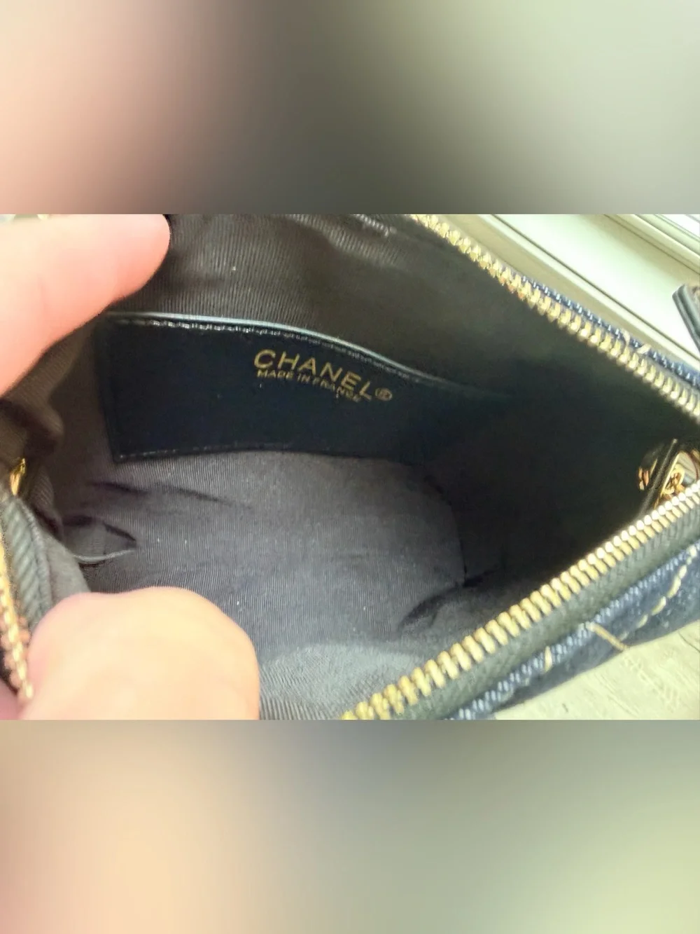 FULL SET NEW Chanel MAKEUP Denim Quilted Hobo Clutch w Chain w Gold Hardware